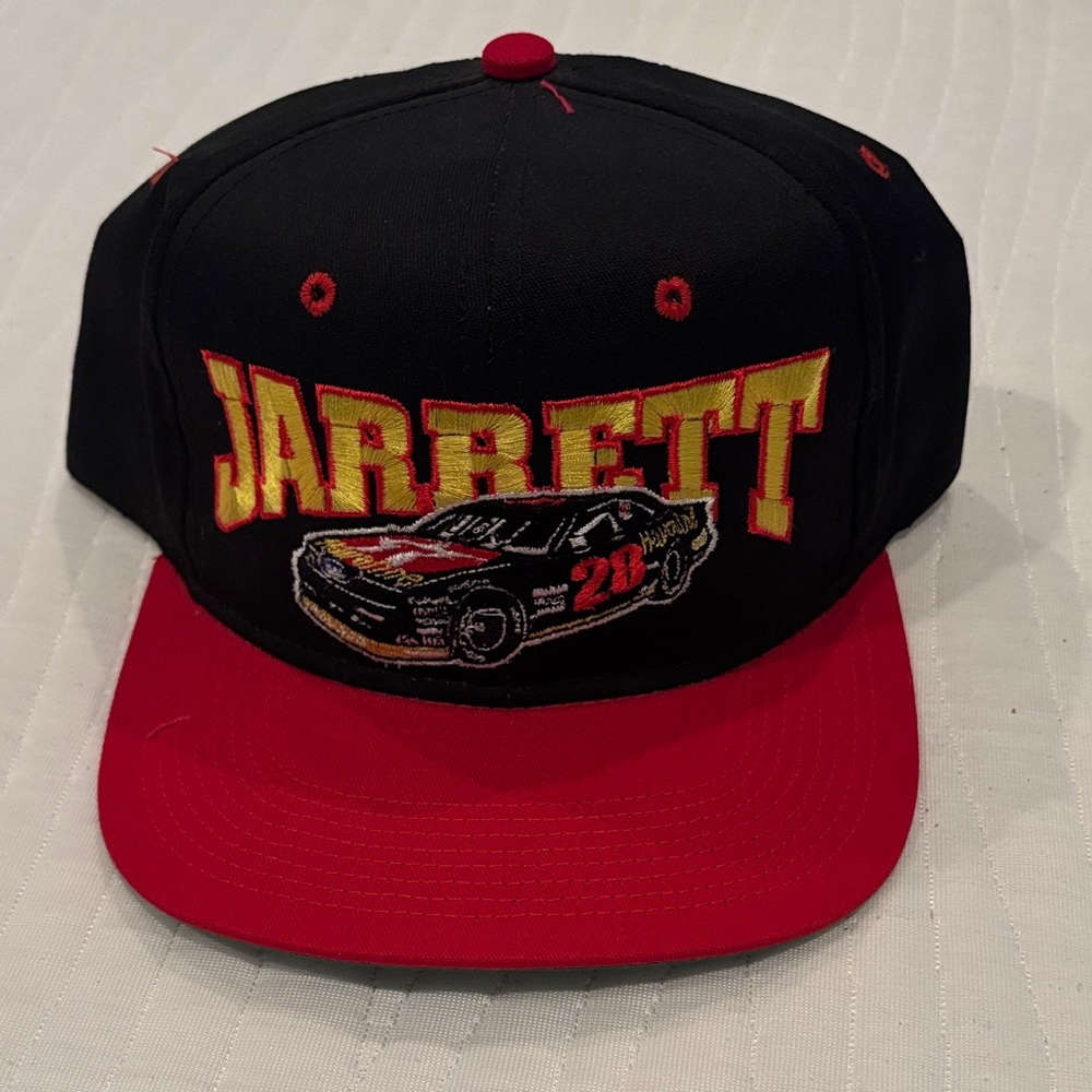 Jarrett Black and Red Racing Snapback Cap